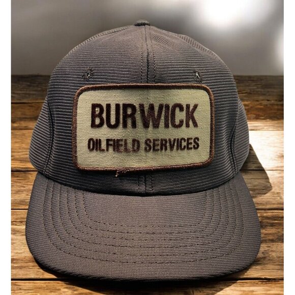 Burwick Oilfield Services 80s Snapback Hat Brown Baseball Cap Distressed Vtg - Picture 1 of 11